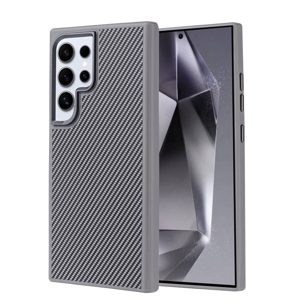 img_1592 COVER PER SAMSUNG S24 ULTRA ZORE TROY CARBON FIBER SILVER - Image 1