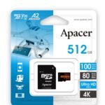 MICRO SD 512GB APACER SDXC AP512GMCSX10U8-R ADAPTER 4K 100/80 Mb/s
