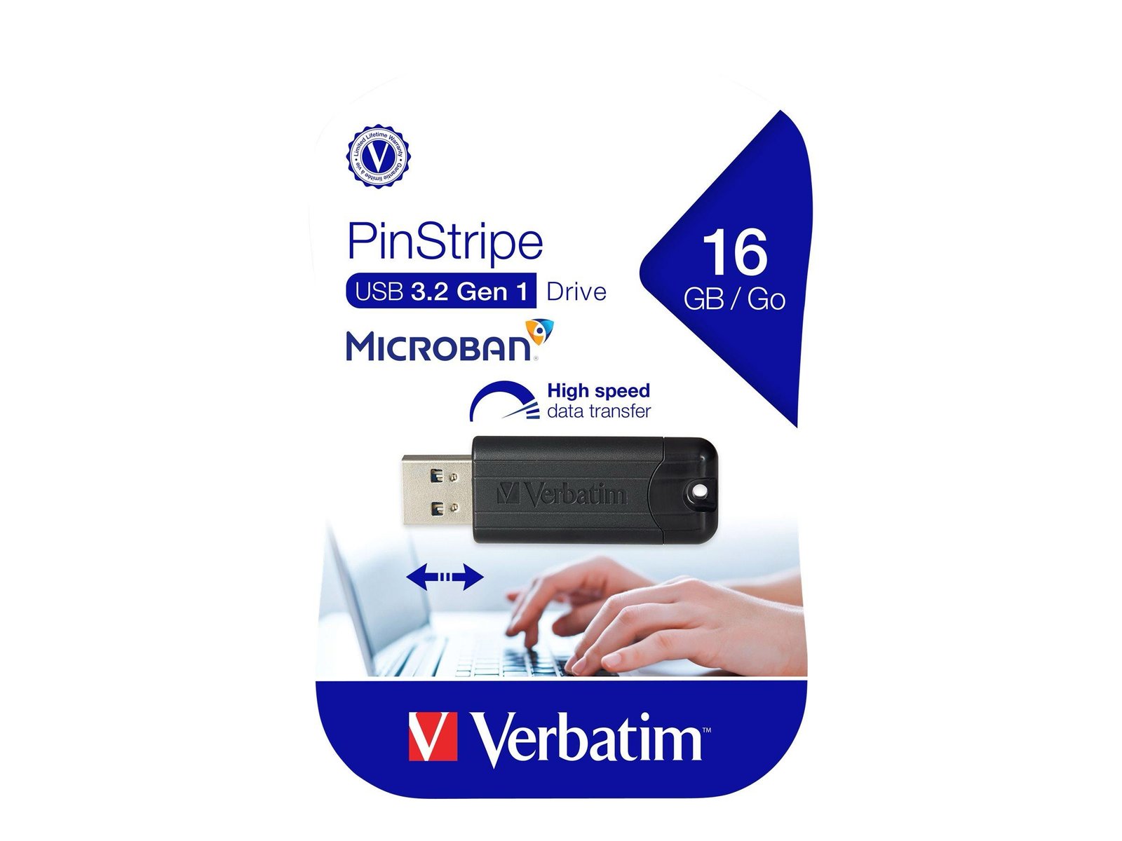img_6818-2 USB 16GB 3.0 VERBATIM PINSTRIPE 2304 BLACK - Image 1