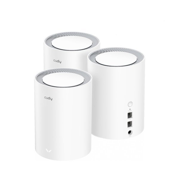 img_8457 WI-FI 6 MESH SYSTEM CUDY M1800 AX1800 DUAL BAND 5GHz 1201Mbps 3 PACK WHITE - Image 1