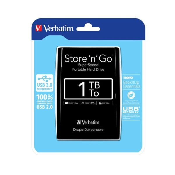 MEMORJE E JASHTME HDD 1TB VERBATIM 3.0 BLACK