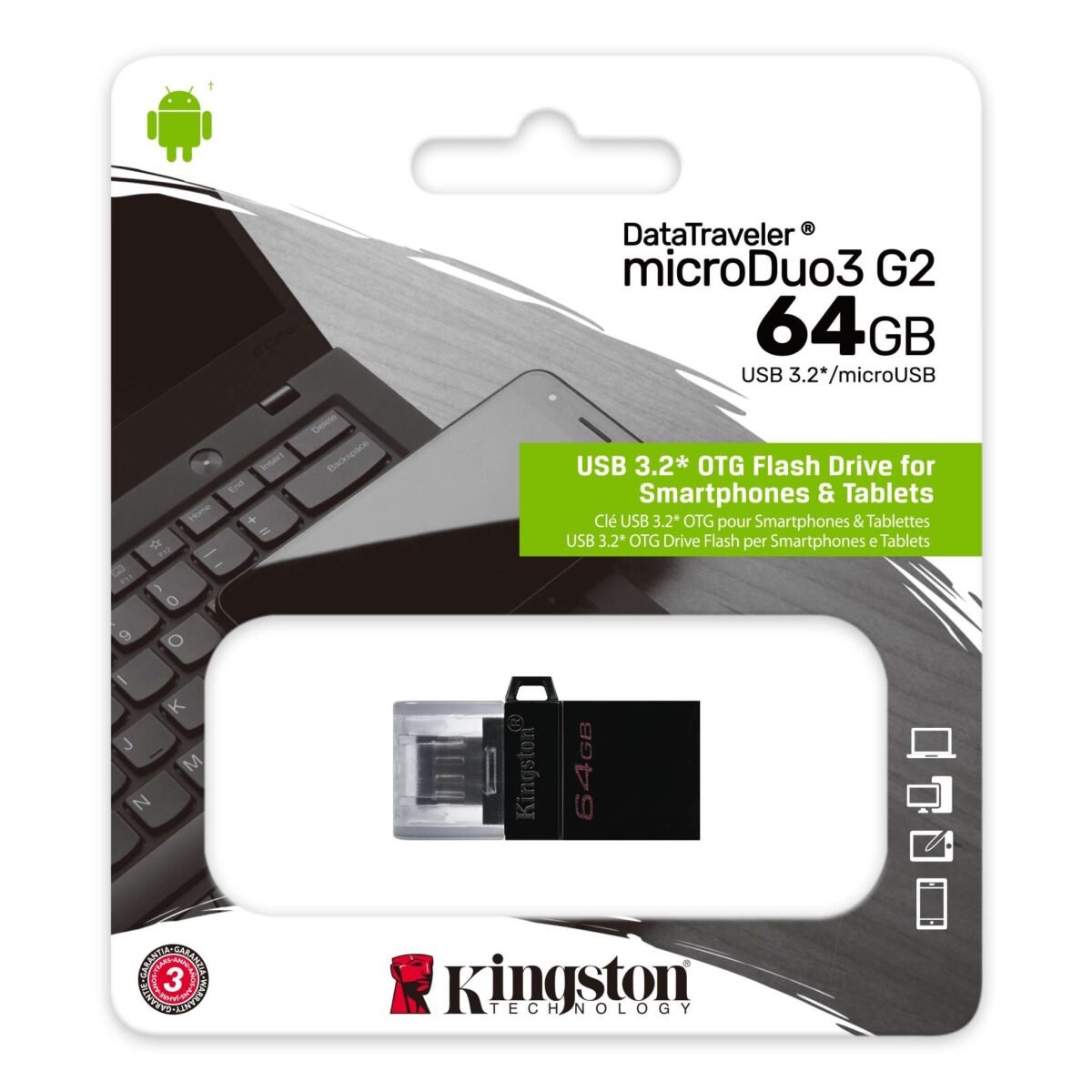 USB 64GB KINGSTON MICRO DUO3 3.2 - Image 3