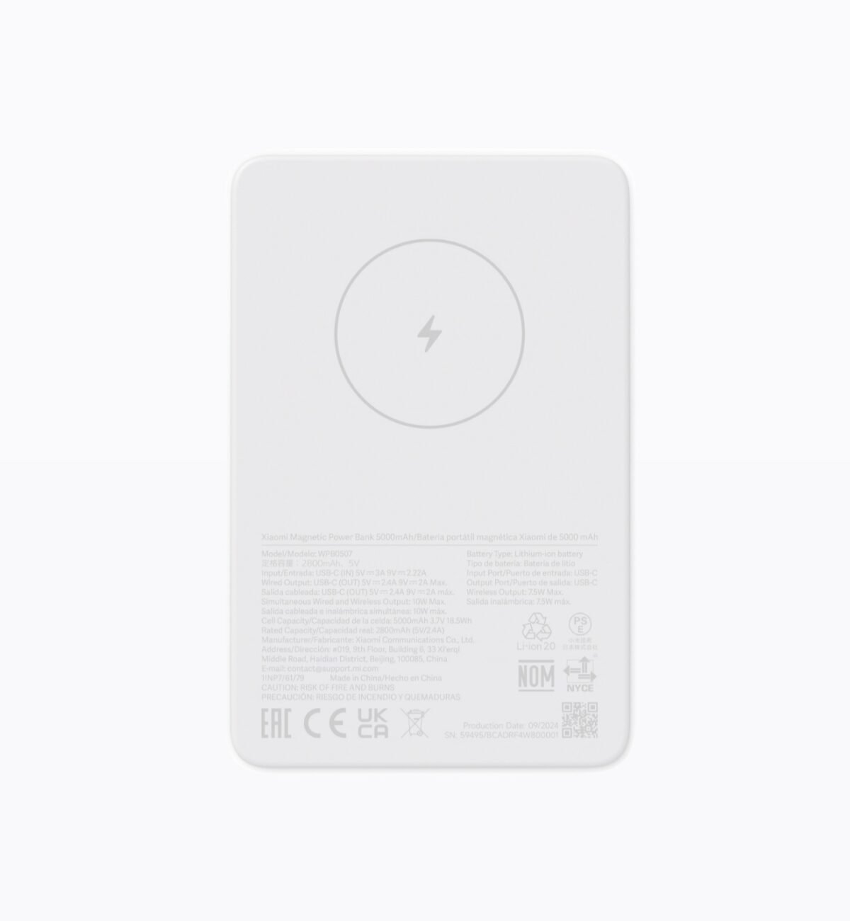 MAGNETIC POWERBANK 5000 mAh XIAOMI WHITE - Image 1