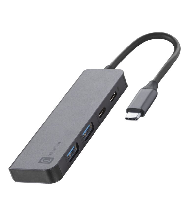 ADAPTER TYPE-C 4 PORT CELLULARLINE HUBUSBC4PD100WDK GRAY