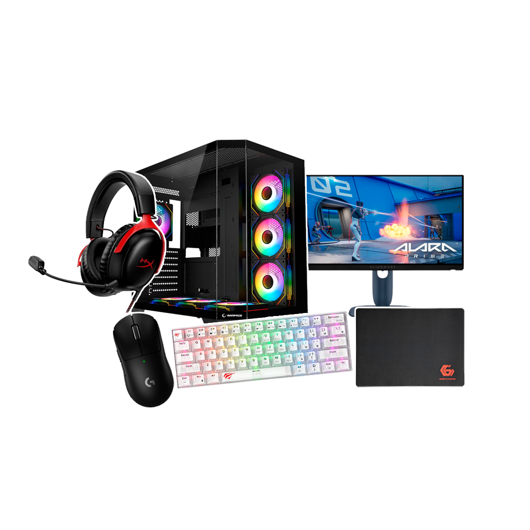 set 4 Clutch Bundle 4 PC BLD AMD RYZEN 7 7800X3D RTX 5060 8GB 16GB DDR5 1TB M2 700W RAMPAGE PLAID V1 MESH - Image 1