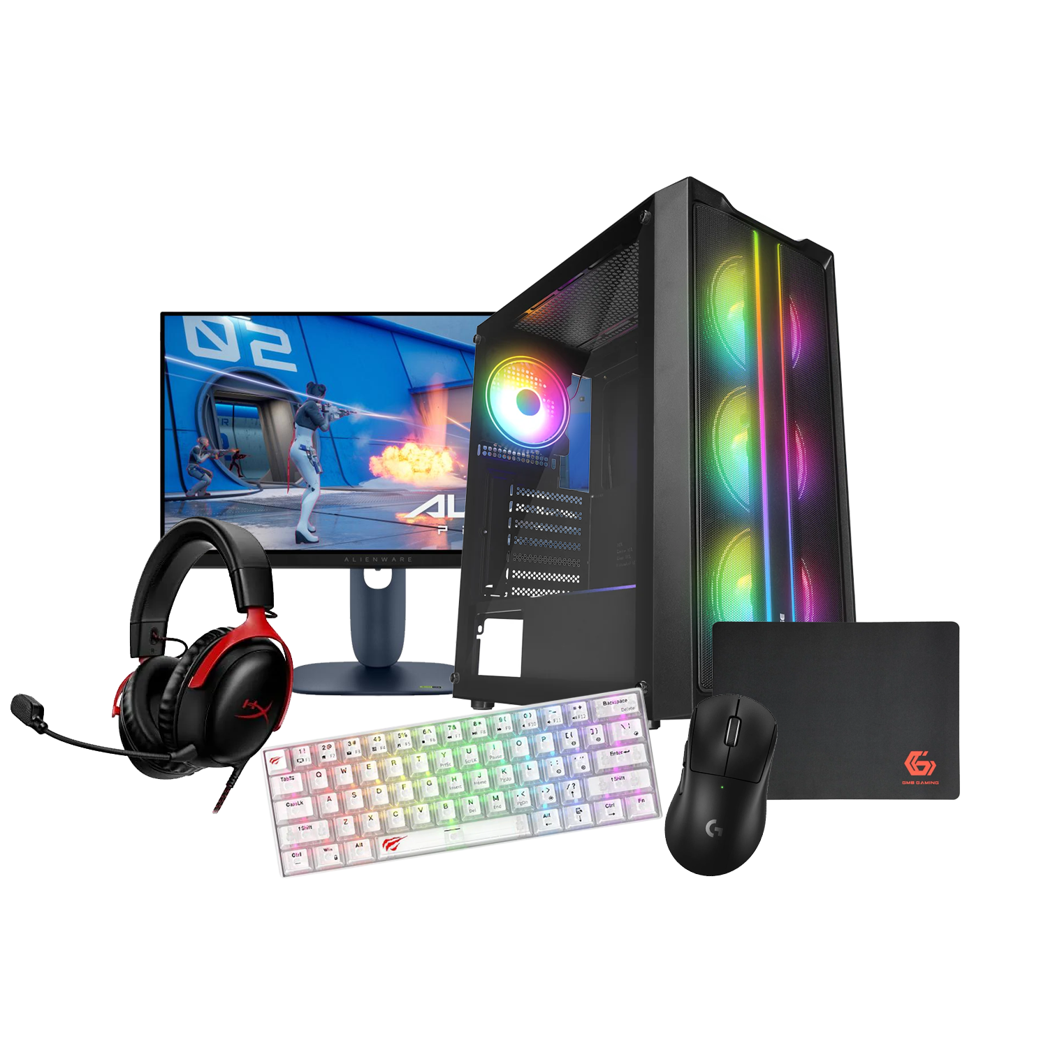 bundle-4 HEADSHOT BUNDLE 4 PC GAMING BLD INTEL I5 14600K GEFORCE RTX5060 8GB 16GB/512GB SSD M.2 RAMPAGE SLIDER MESH BLACK - Image 1