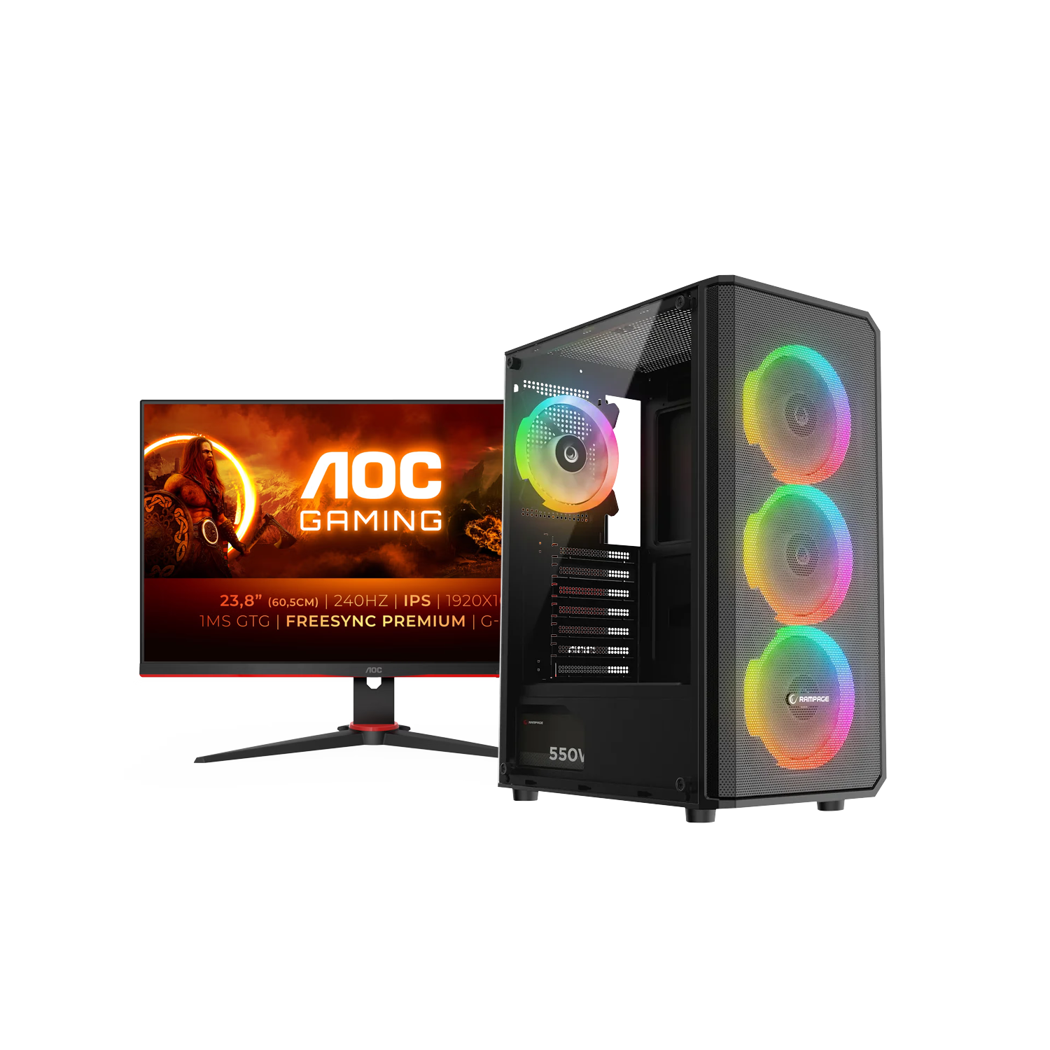 bundle-8 HEADSHOT BUNDLE 8 PC BLD AMD RYZEN 7 5700X GEFORCE RTX5060 8GB & MONITOR AOC 24G2ZE/BK 240Hz - Image 1