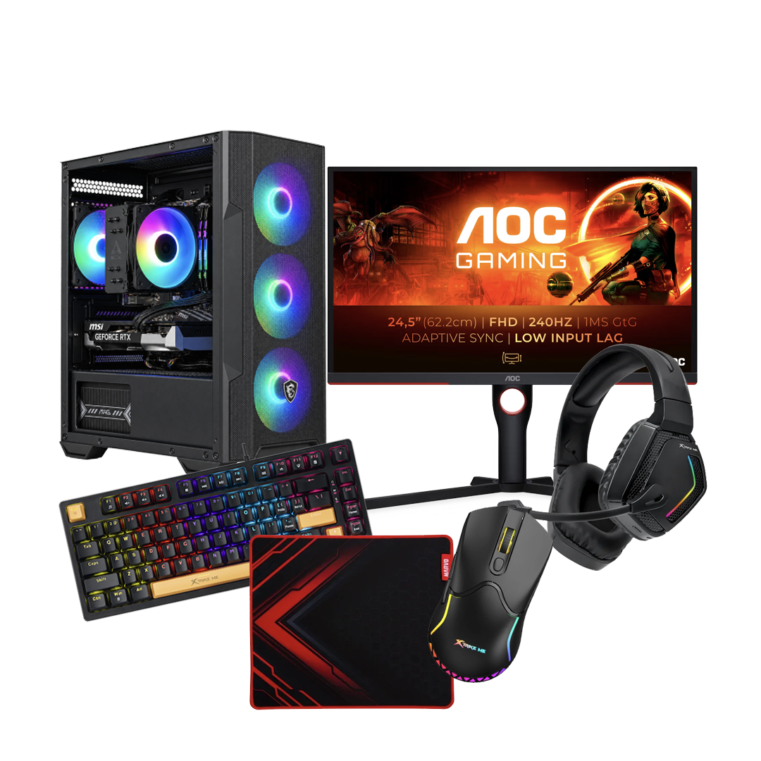 1 ELITE BUNDLE 1A PC BLD GAMING AMD RYZEN 7 5700X GEFORCE RTX 5060 8GB 16GB DDR4 500GB SSD M2 A520M 750W MSI MAG FORGE M100R BLACK - Image 1