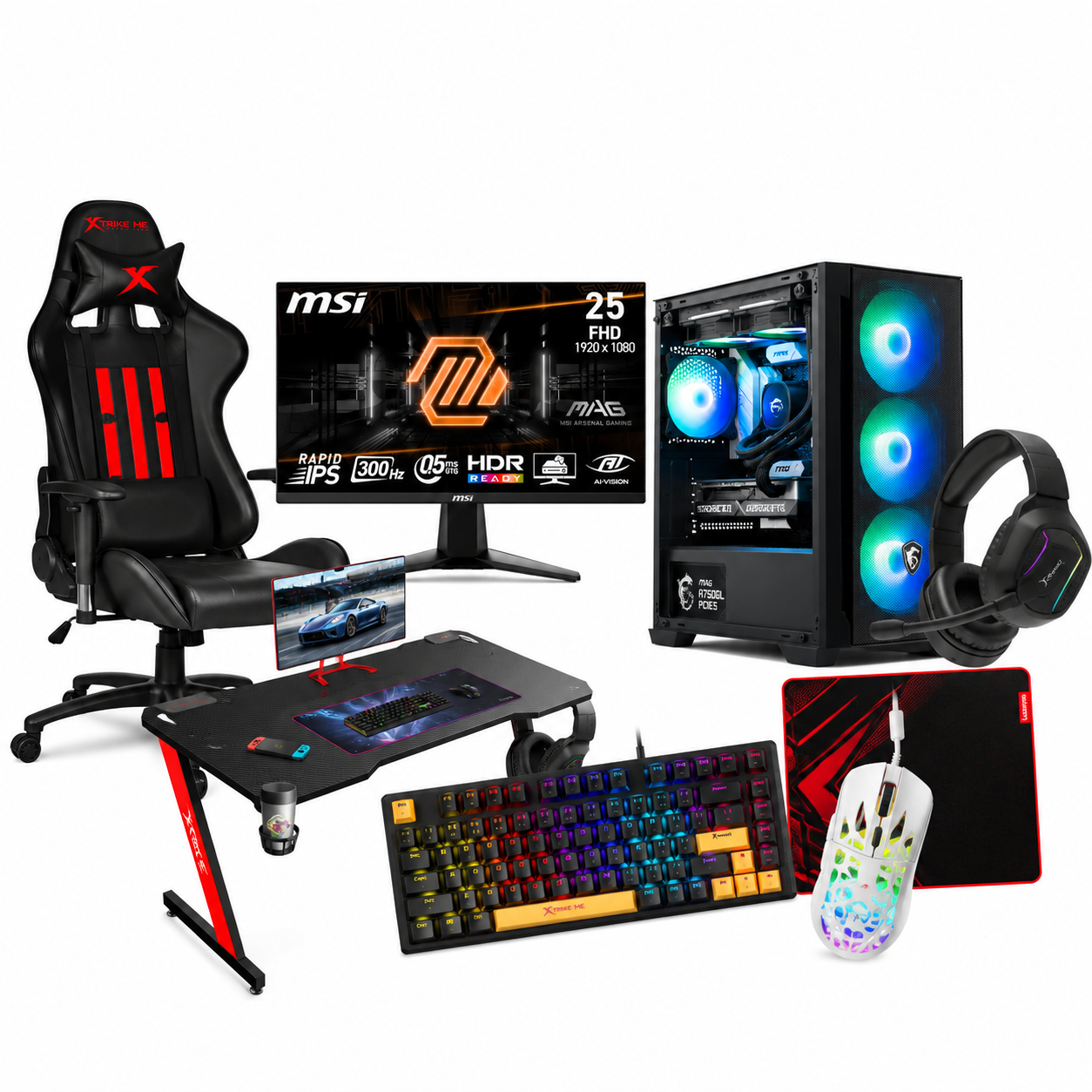 MSI Gaming Setup Bundle Showcase ELITE BUNDLE 2 PC GAMING BLD AMD RYZEN 7 5700X GEFORCE RTX 5060 8GB 16GB DDR4 512GB SSD M2 RAMPAGE MINID V1 BLACK - Image 1