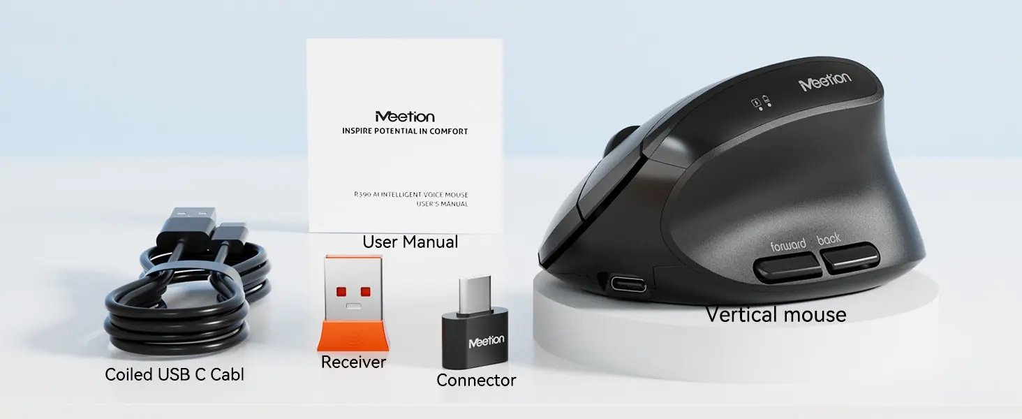 MOUSE ERGONOMIC MEETION R390 BLACK 3